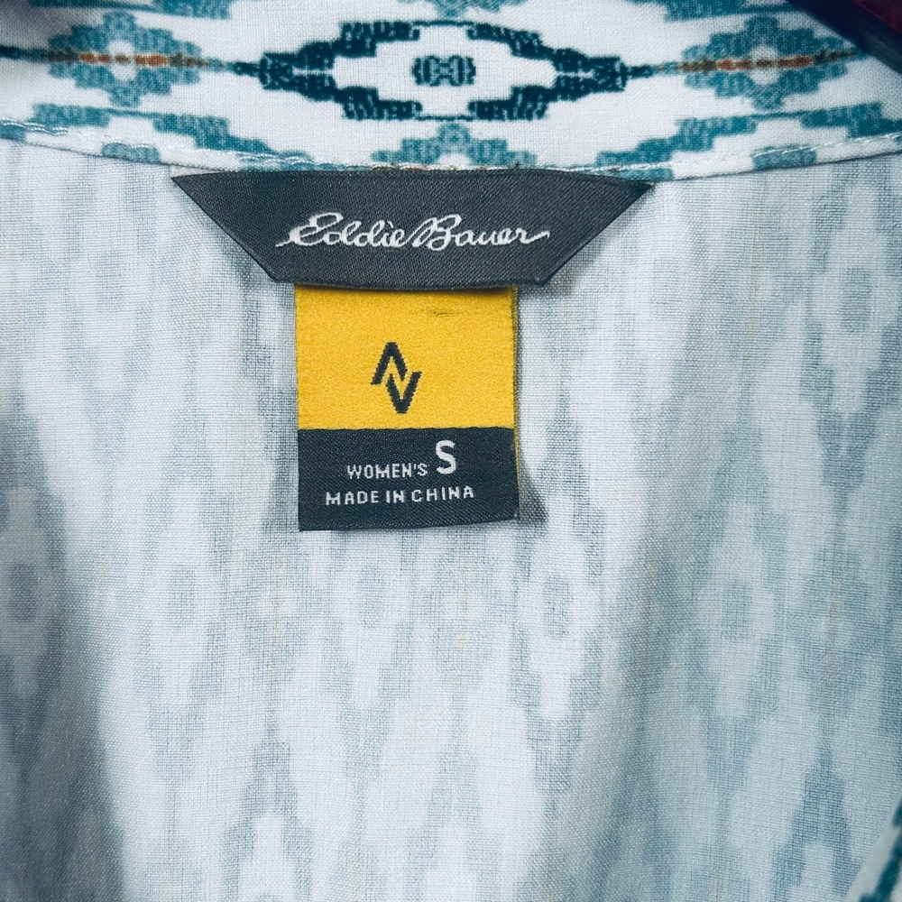 Eddie Bauer Midi Shirt Dress S Teal Geometric Tribal Sleeveless Athletic Outdoor - Picture 4 of 11